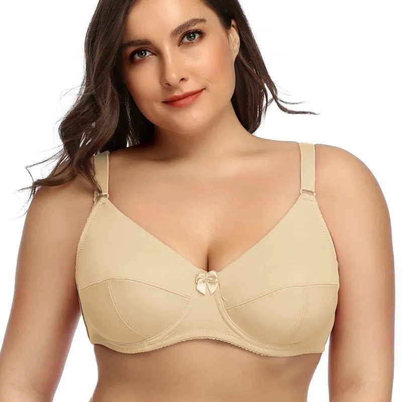 Biustonosz minimizer Plus Size pełne pokrycie D E F Beżowy