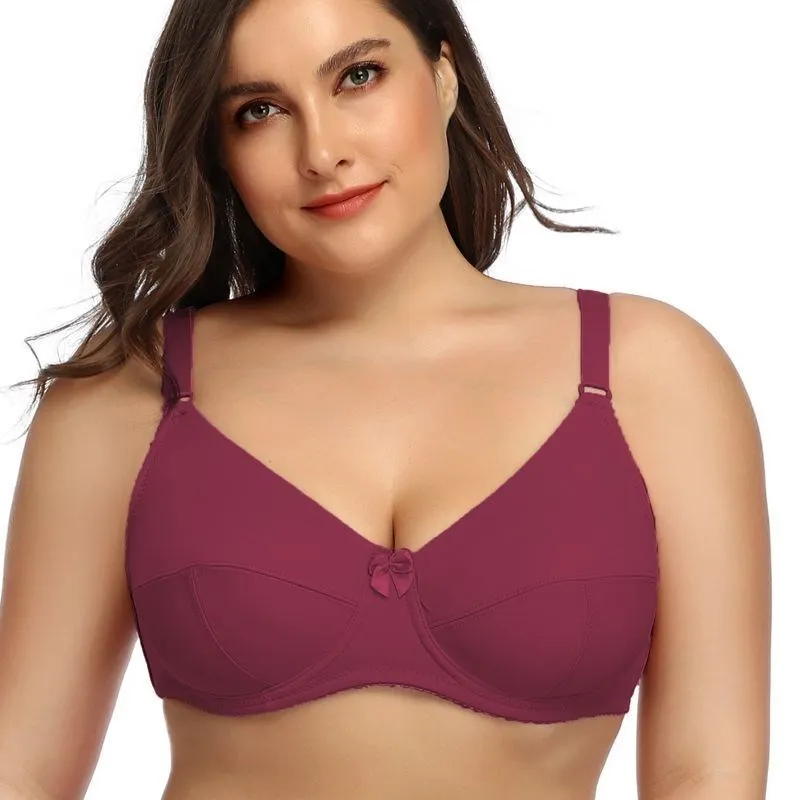 Biustonosz minimizer Plus Size pełne pokrycie D E F Burgundia