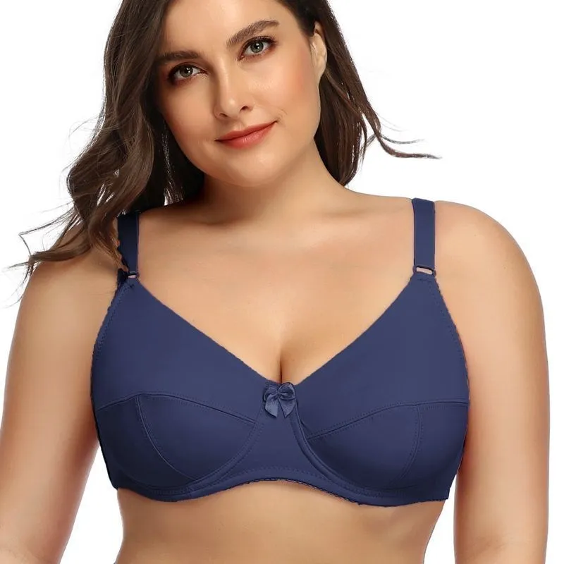 Biustonosz minimizer Plus Size pełne pokrycie D E F Niebieski