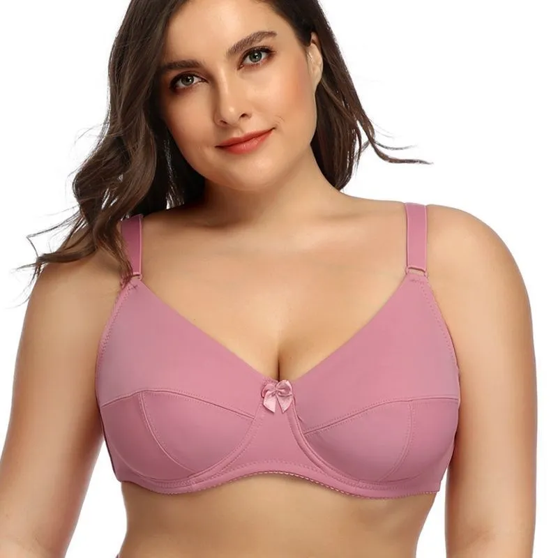 Biustonosz minimizer Plus Size pełne pokrycie D E F Różowy