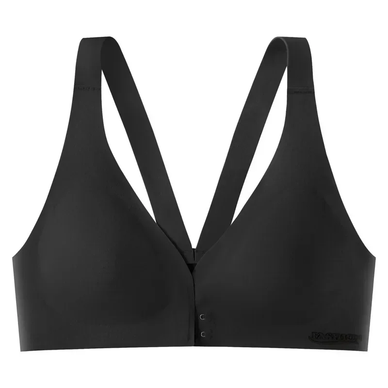 Biustonosz plus size z zapięciem z przodu regulowany — sportowy i oddychający Czarny