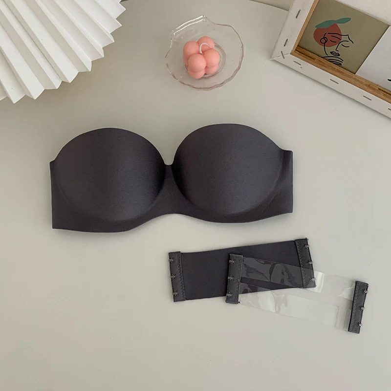 Bezszwowy biustonosz push-up bez ramiączek Niebieski