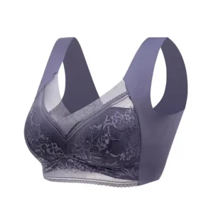 Biustonosz push-up koronkowy ice silk bezprzewodowy plus size Błękitny