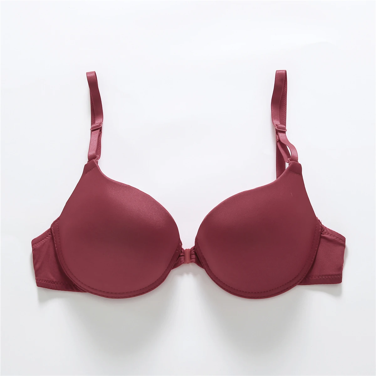 Biustonosz push-up z zapięciem z przodu bez pleców plus size Brązowy