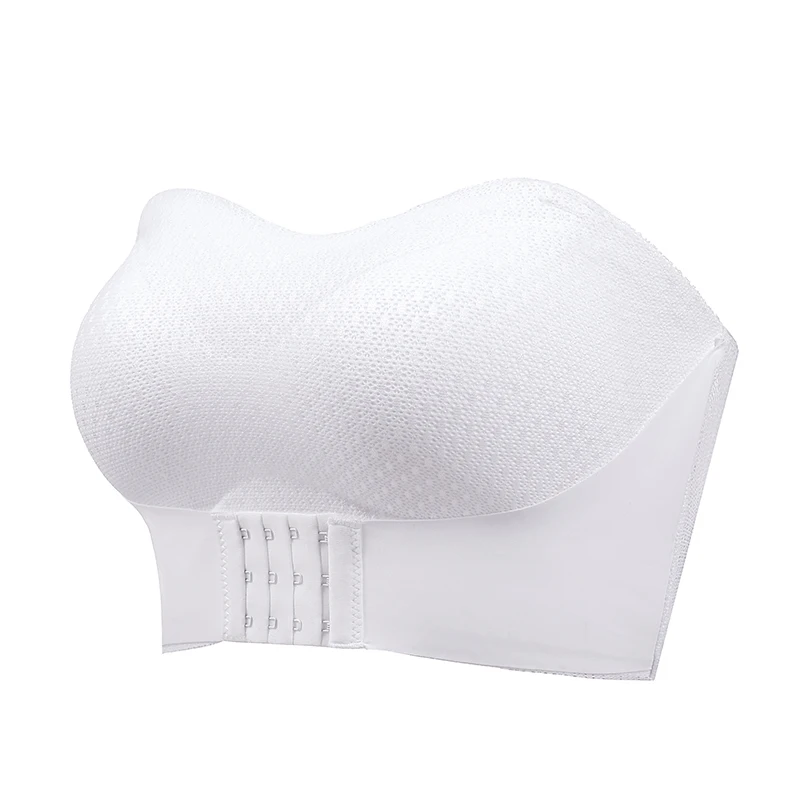 Biustonosz push-up zapinany z przodu bez ramiączek plus size Biały