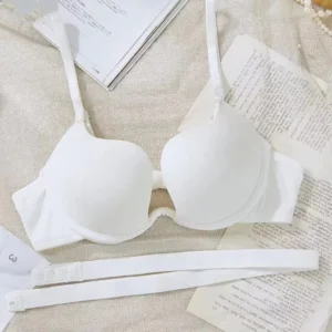 Biustonosz push-up bez pleców z głębokim dekoltem U Biały