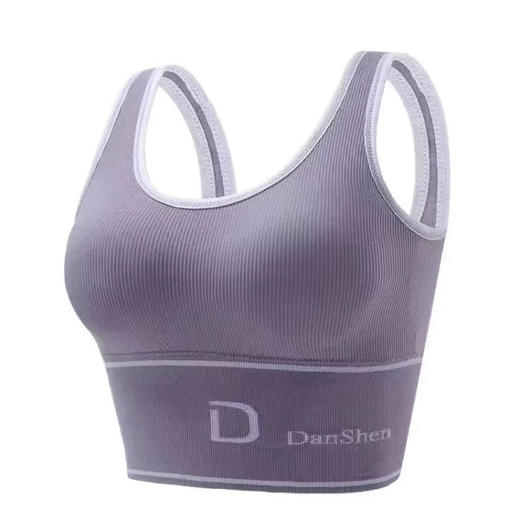 Biustonosz sportowy bezszwowy braletka plus size Brązowy