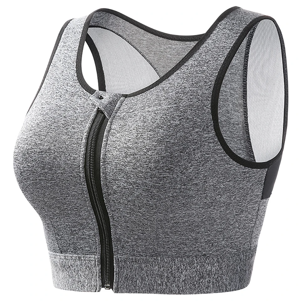Sportowy biustonosz plus size zapinany z przodu z wkładkami Błękitny