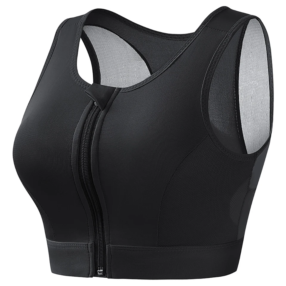 Sportowy biustonosz plus size zapinany z przodu z wkładkami Niebieski
