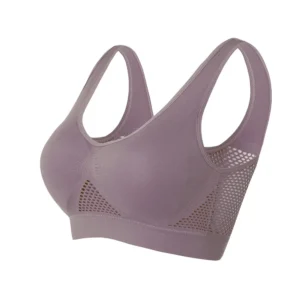Biustonosz sportowy siatka damski bez szwu Plus Size przewiewny Ciemnoszary