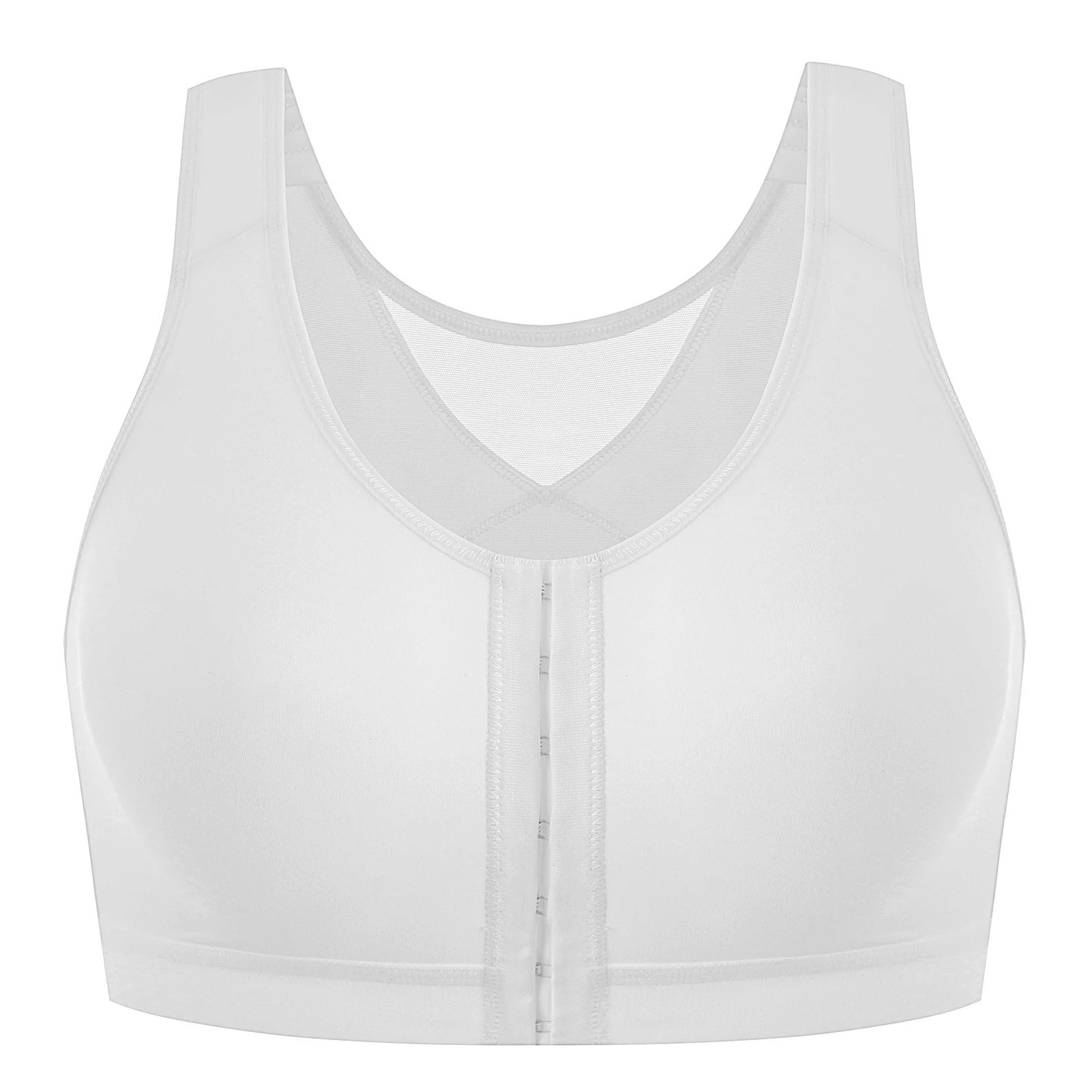 Biustonosz zapinany z przodu po operacji bez fiszbin Plus Size Biały