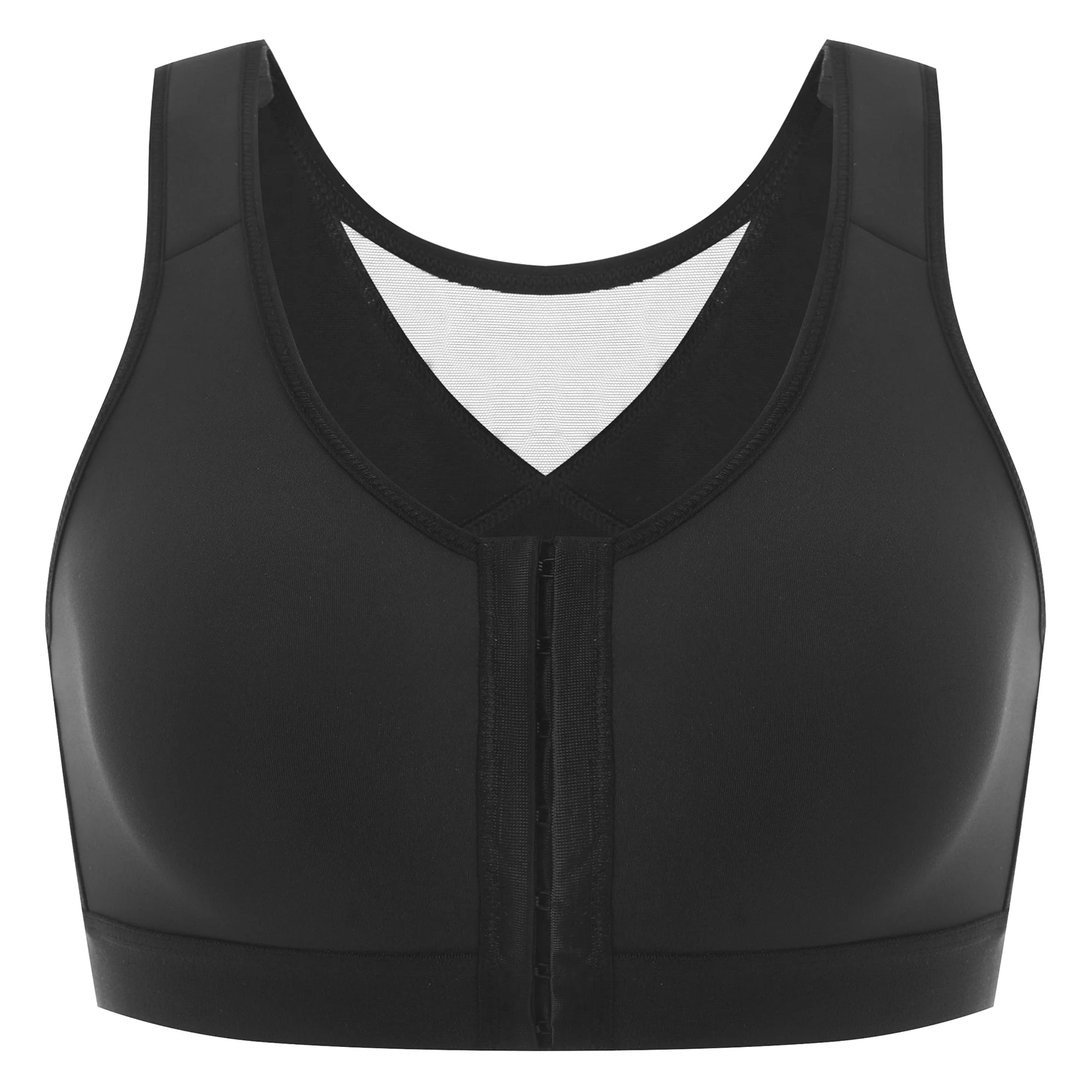 Biustonosz zapinany z przodu po operacji bez fiszbin Plus Size Czarny