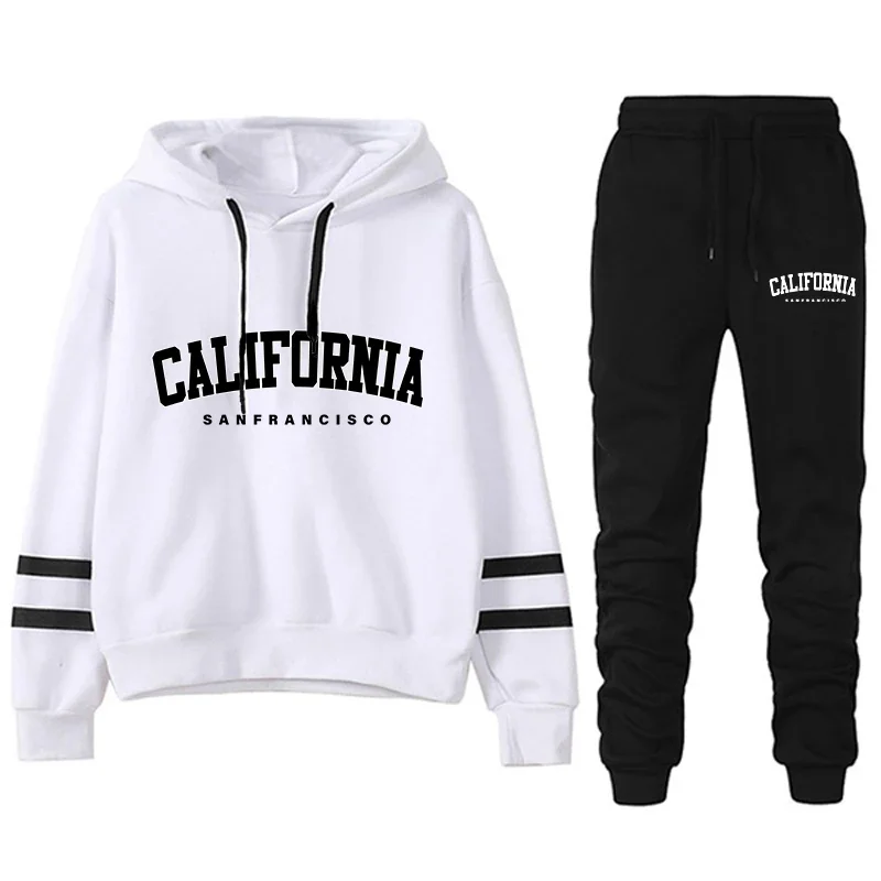 Bluza damska z kapturem w sportowym stylu w paski Beżowy