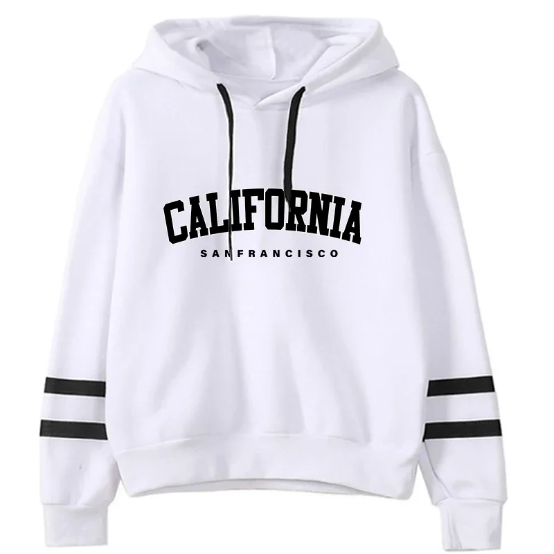 Bluza damska z kapturem w sportowym stylu w paski Fioletowy