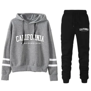 Bluza damska z kapturem w sportowym stylu w paski Niebieski