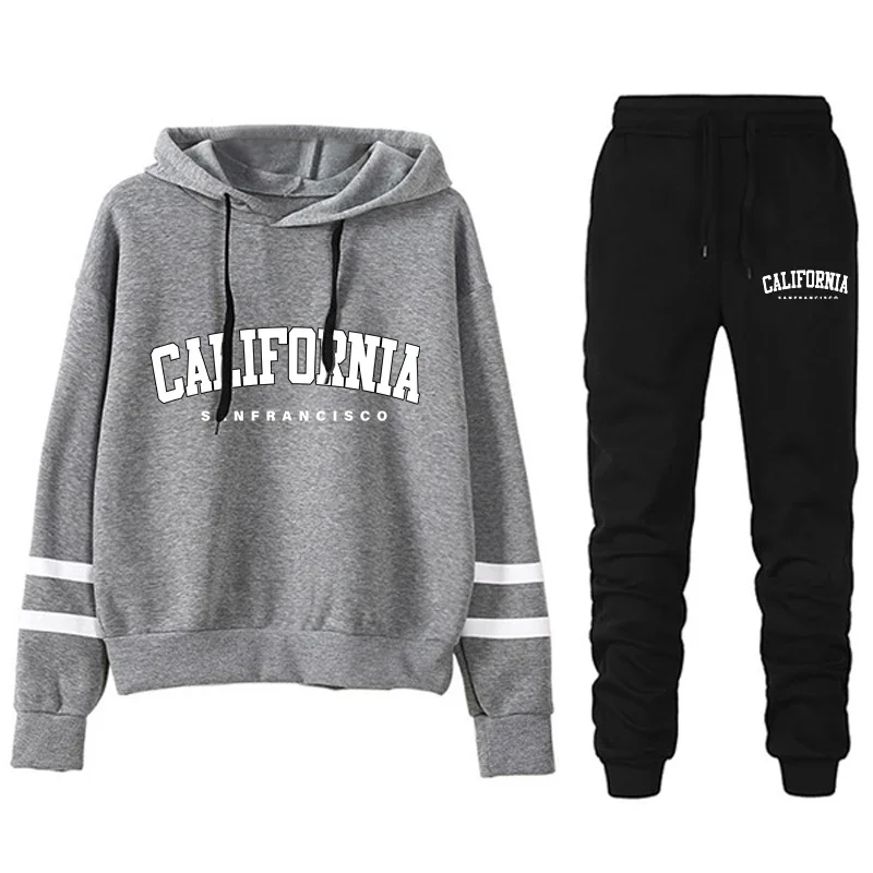 Bluza damska z kapturem w sportowym stylu w paski Niebieski