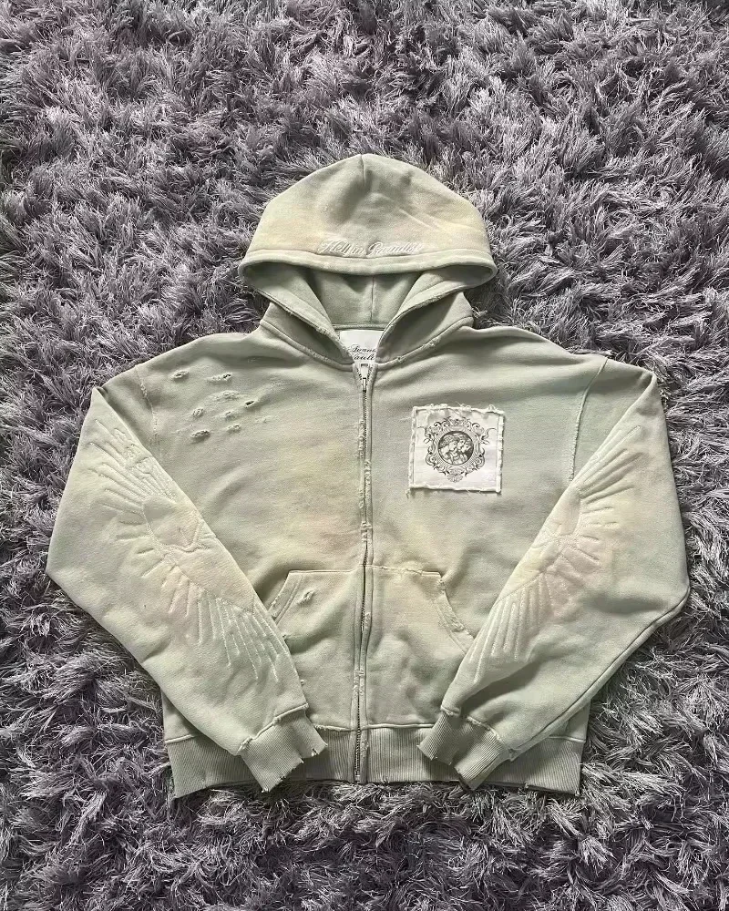Bluza damska Y2K z kapturem i zamkiem, gruby polar Niebieski