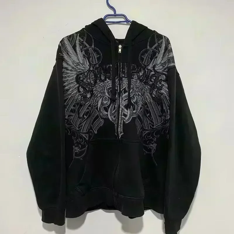 Bluza damska Y2K z kapturem i zamkiem, gruby polar Pomarańczowy
