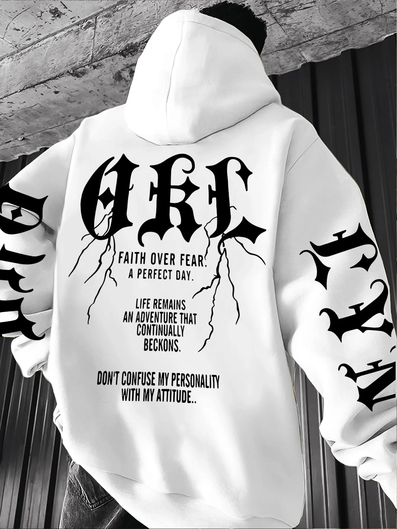 Bluza z kapturem gotycka unisex Y2K streetwear Czarny