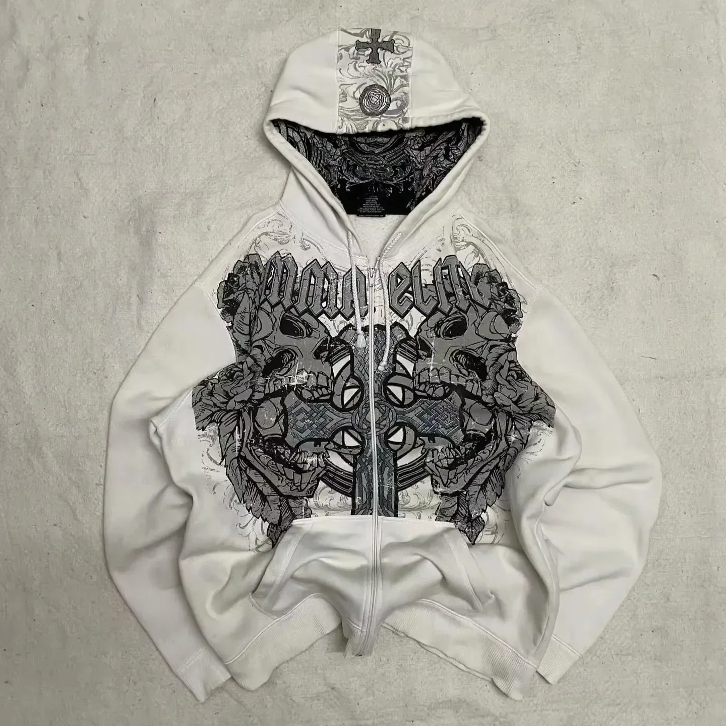 Bluza z kapturem Y2K z zamkiem oversize streetwear Różowy