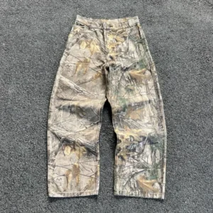 Bluza z kapturem na zamek w kamuflażu oversize Y2K Głównik