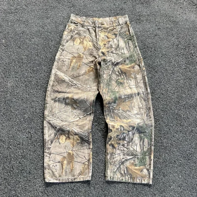 Bluza z kapturem na zamek w kamuflażu oversize Y2K Głównik