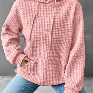 Bluza z kapturem damska jednokolorowa wiosna jesień Różowy