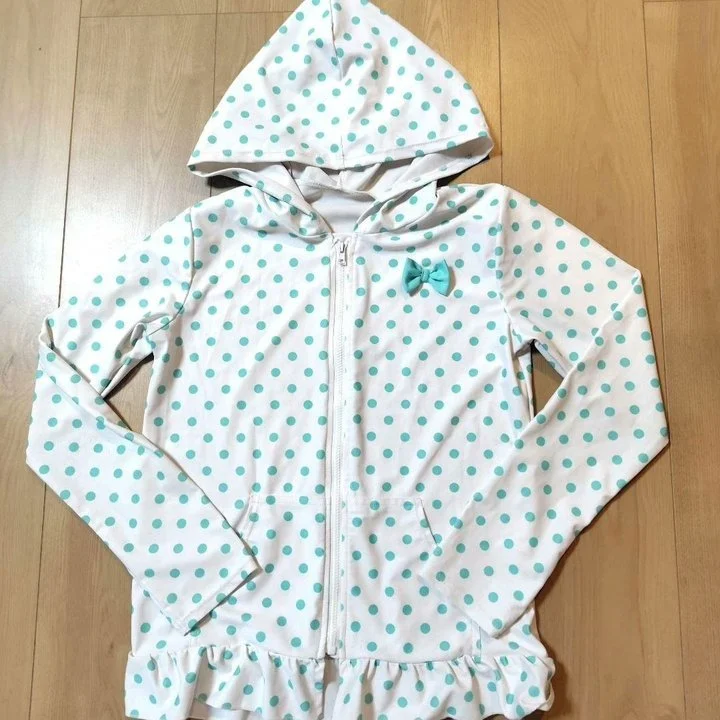 Bluza z kapturem w groszki z kokardą styl Harajuku Biały