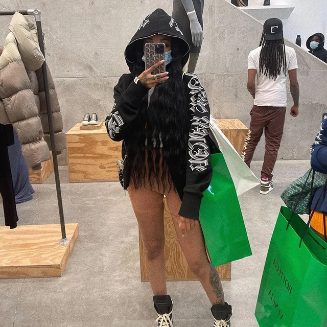 Bluza z kapturem w stylu Y2K z literami — gothic punk streetwear Brązowy