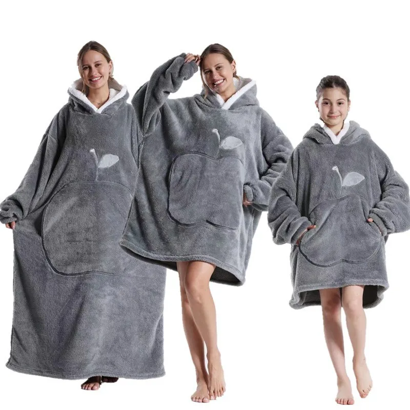 Bluza koc z kapturem oversize – ciepła, z rękawami Czerwony