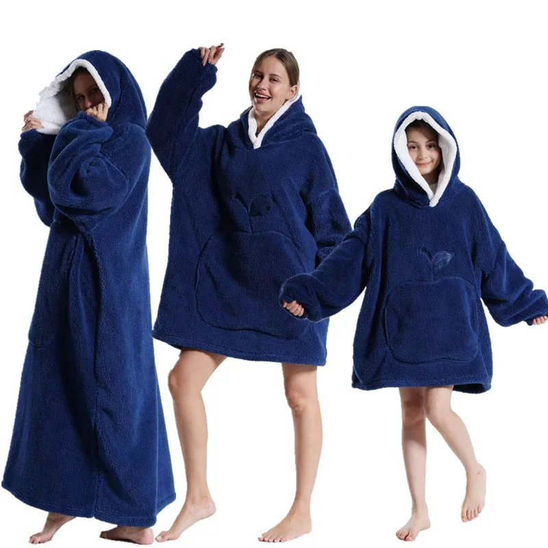 Bluza koc z kapturem oversize – ciepła, z rękawami Pomarańczowy