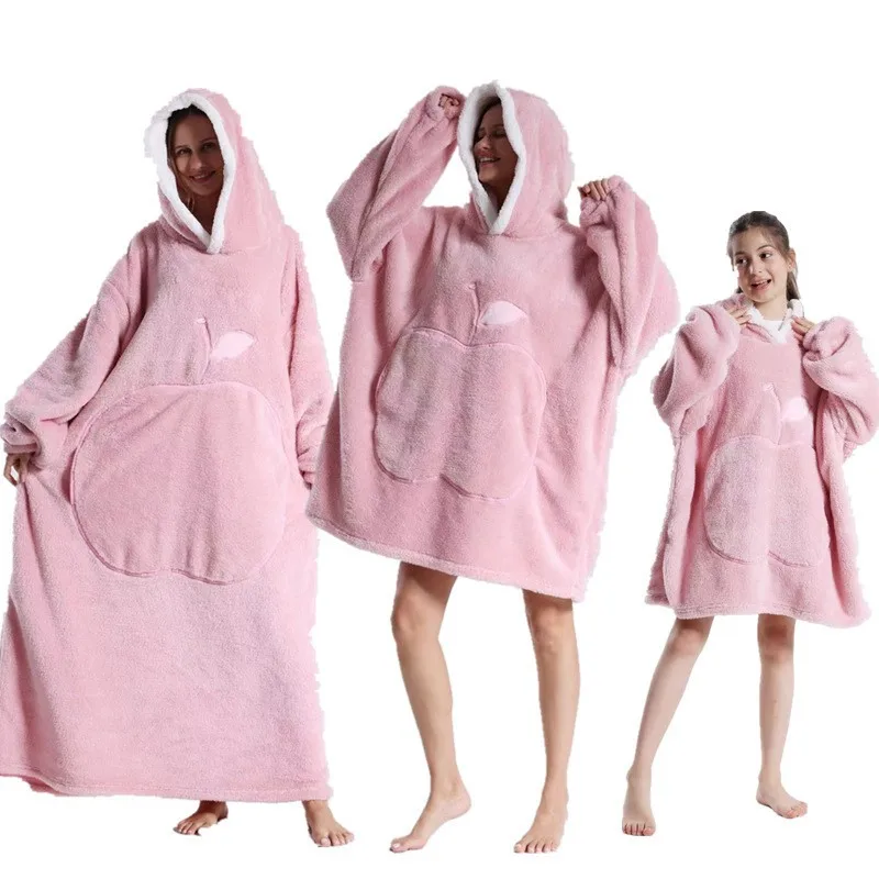 Bluza koc z kapturem oversize – ciepła, z rękawami Wielo