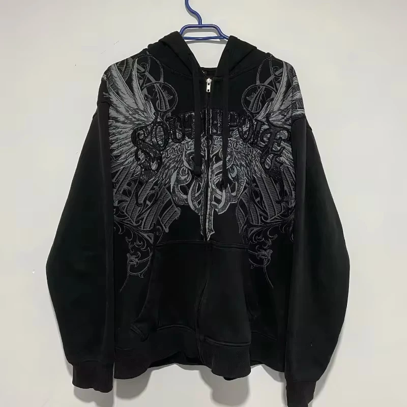 Bluza na zamek oversize Y2K streetwear damska Ciemnoszary