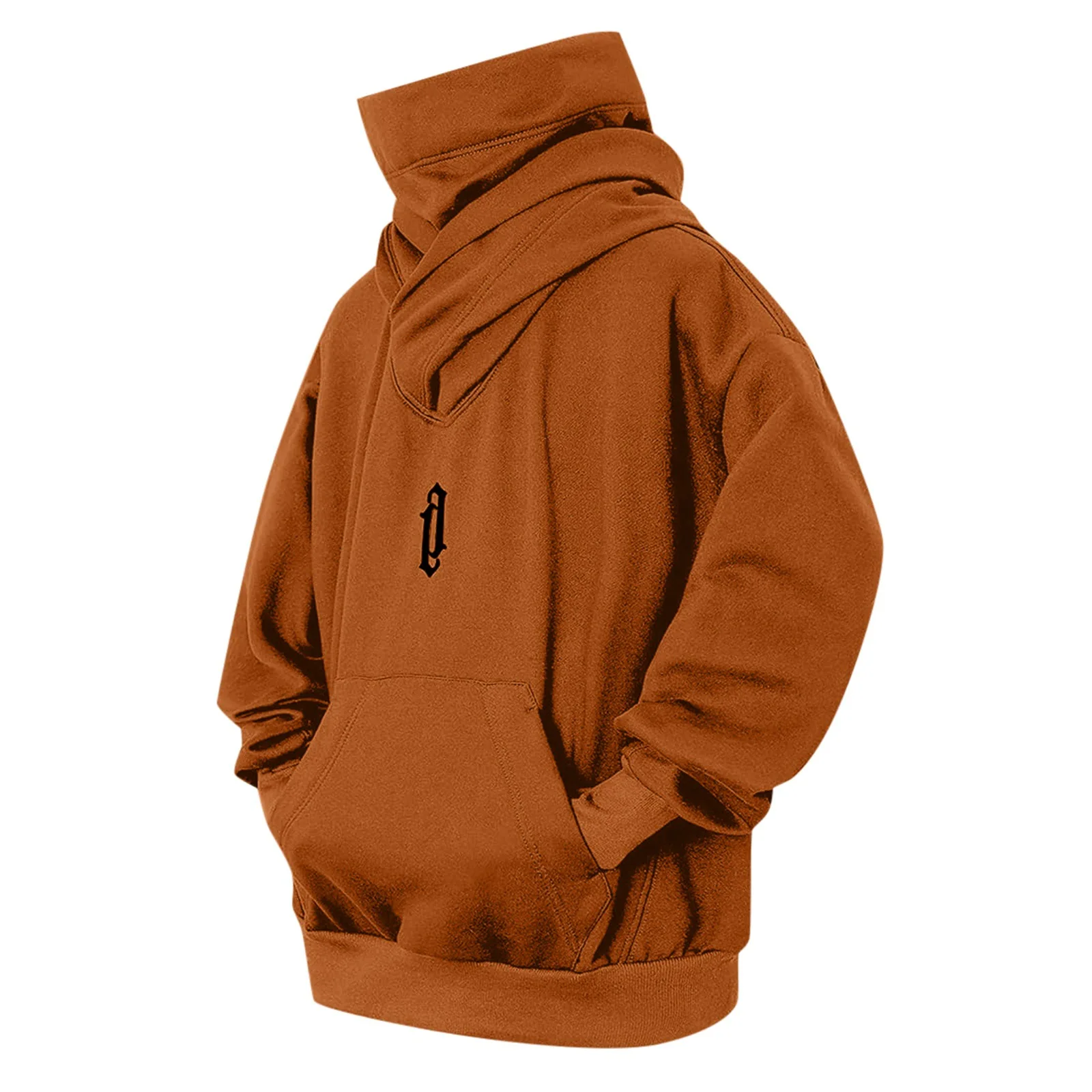 Bluza oversize Y2K z golfem i haftowanym japońskim wzorem Beżowy