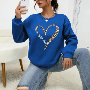 Bluza plus size w panterkę z okrągłym dekoltem Brązowy