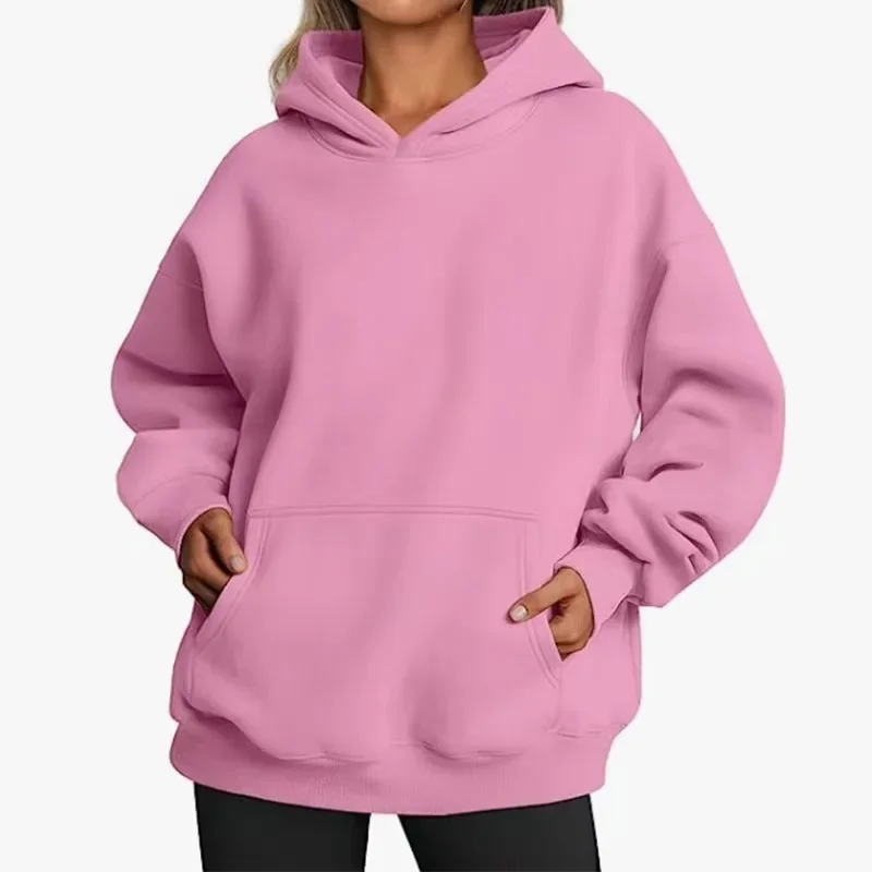 Bluza polarowa oversize damska na wiosnę i jesień Brązowy