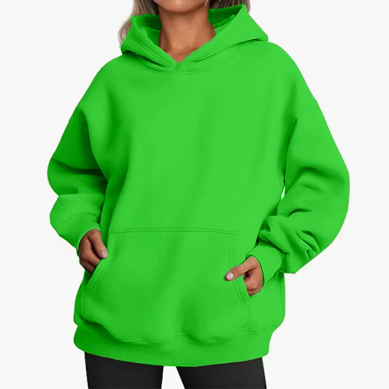Bluza polarowa oversize damska na wiosnę i jesień Czerwony