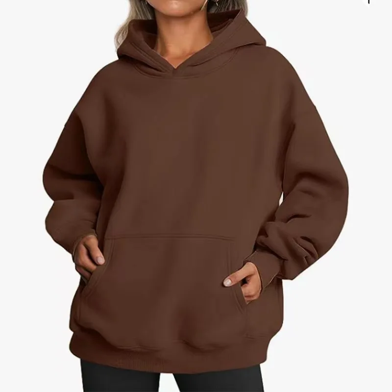 Bluza polarowa oversize damska na wiosnę i jesień Srebrny