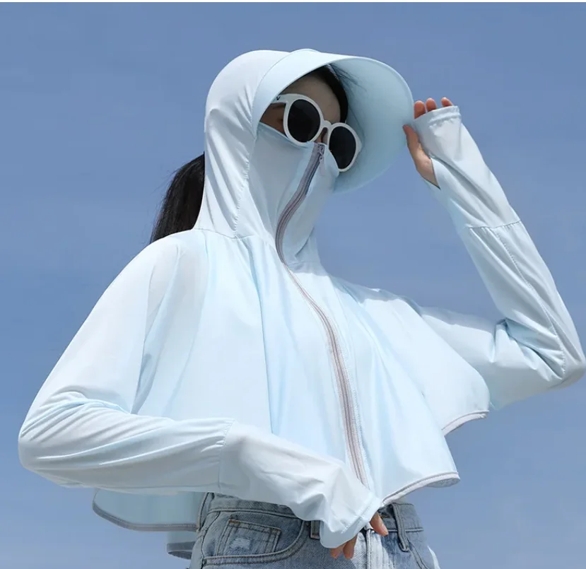 Bluza UV damska lodowy jedwab ochrona słońca długi rękaw Beżowy