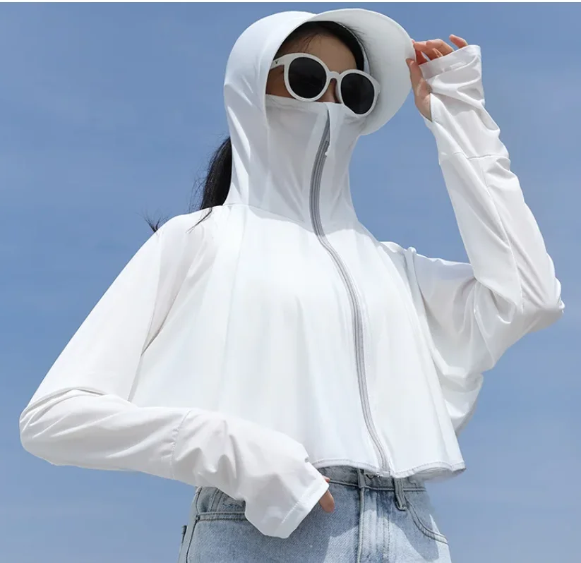 Bluza UV damska lodowy jedwab ochrona słońca długi rękaw Brązowy