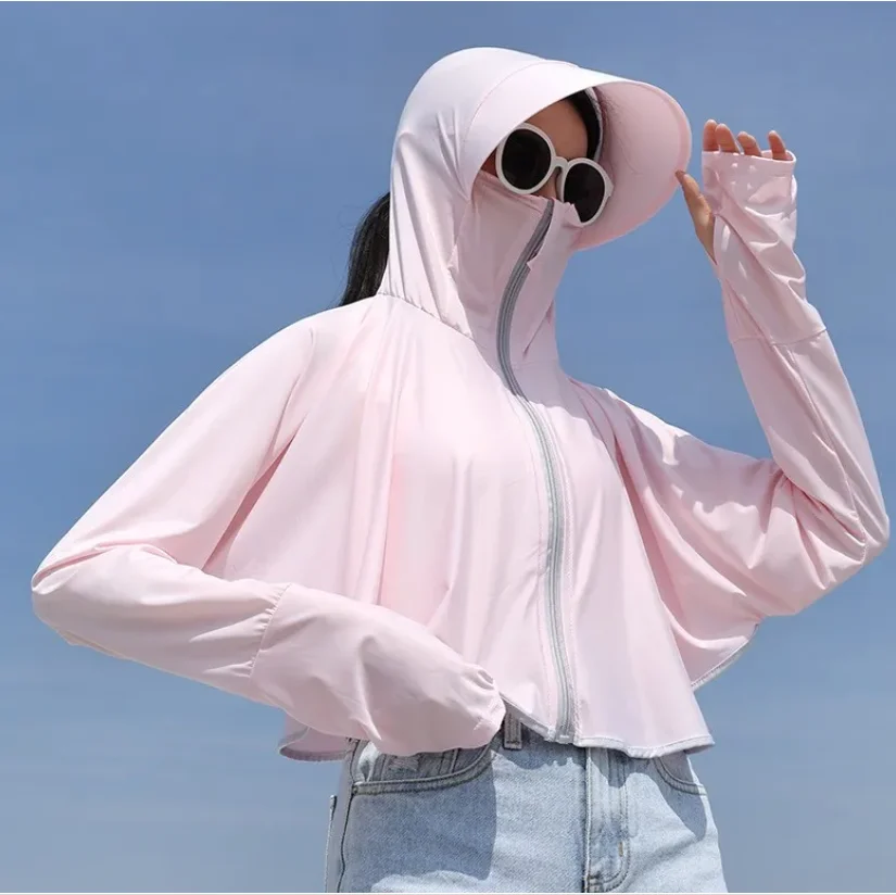 Bluza UV damska lodowy jedwab ochrona słońca długi rękaw Khaki