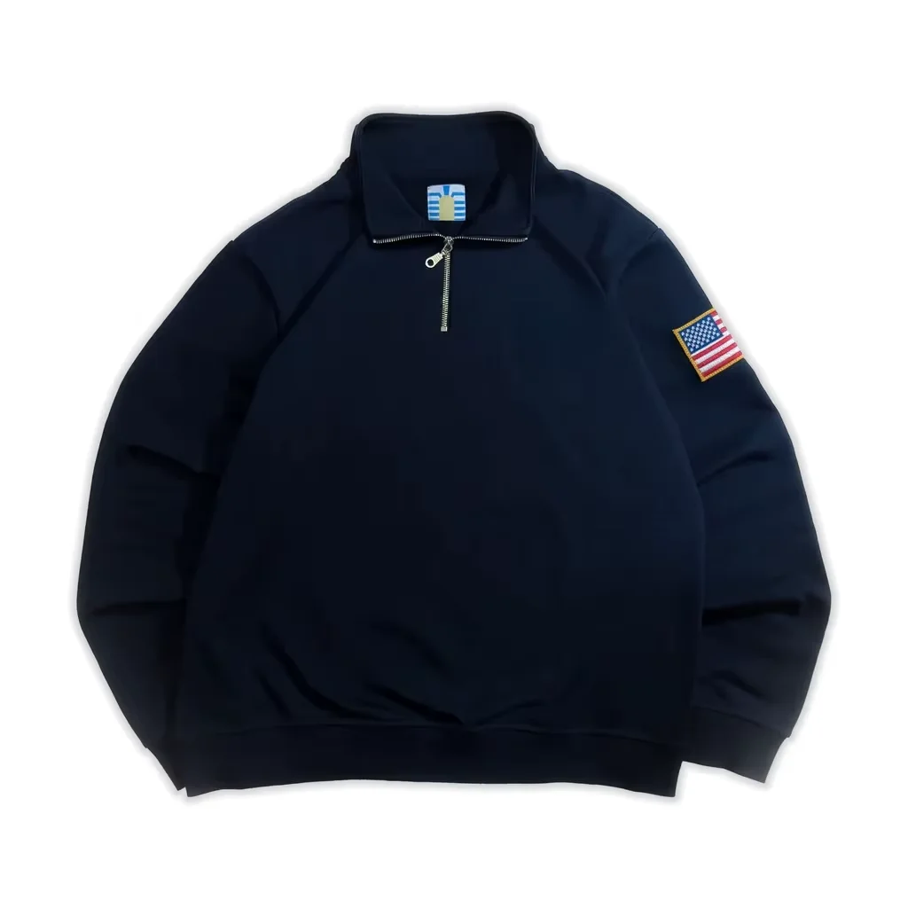 Bluza Y2K unisex z krótkim zamkiem i naszywką USA Szampan