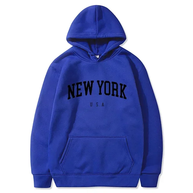 Bluza z kapturem Nowy Jork oversize damska Brązowy