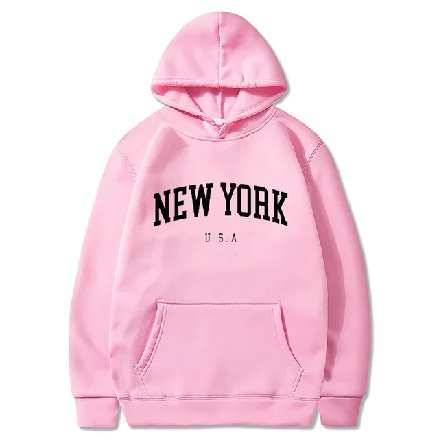 Bluza z kapturem Nowy Jork oversize damska Ciemnoszary