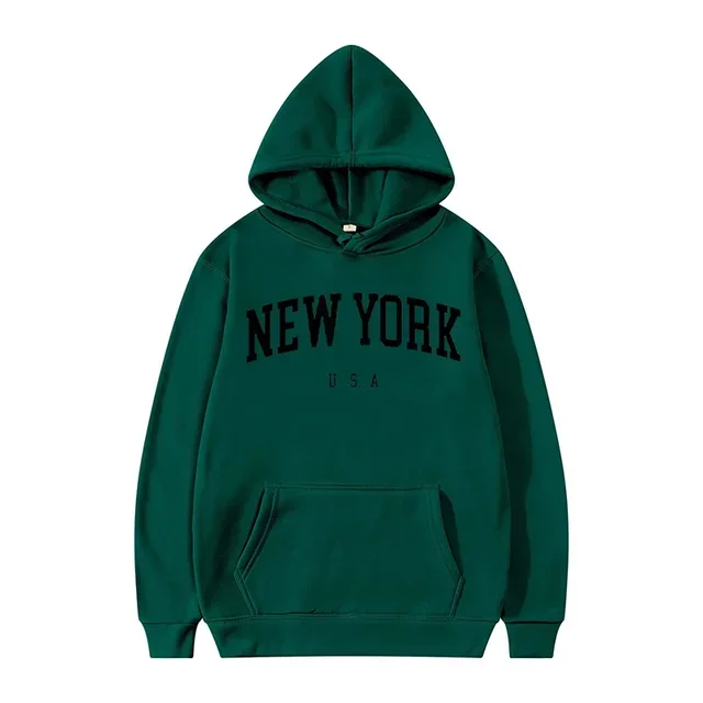 Bluza z kapturem Nowy Jork oversize damska Czarny