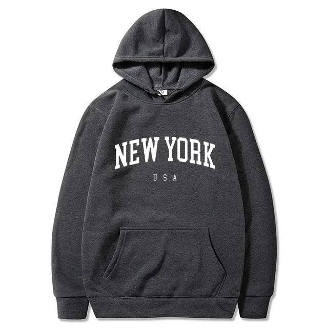Bluza z kapturem Nowy Jork oversize damska Fioletowy