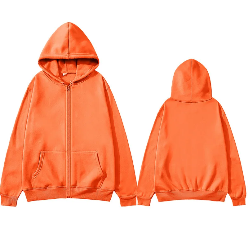 Bluza z kapturem streetwear damska na zamek Pomarańczowy