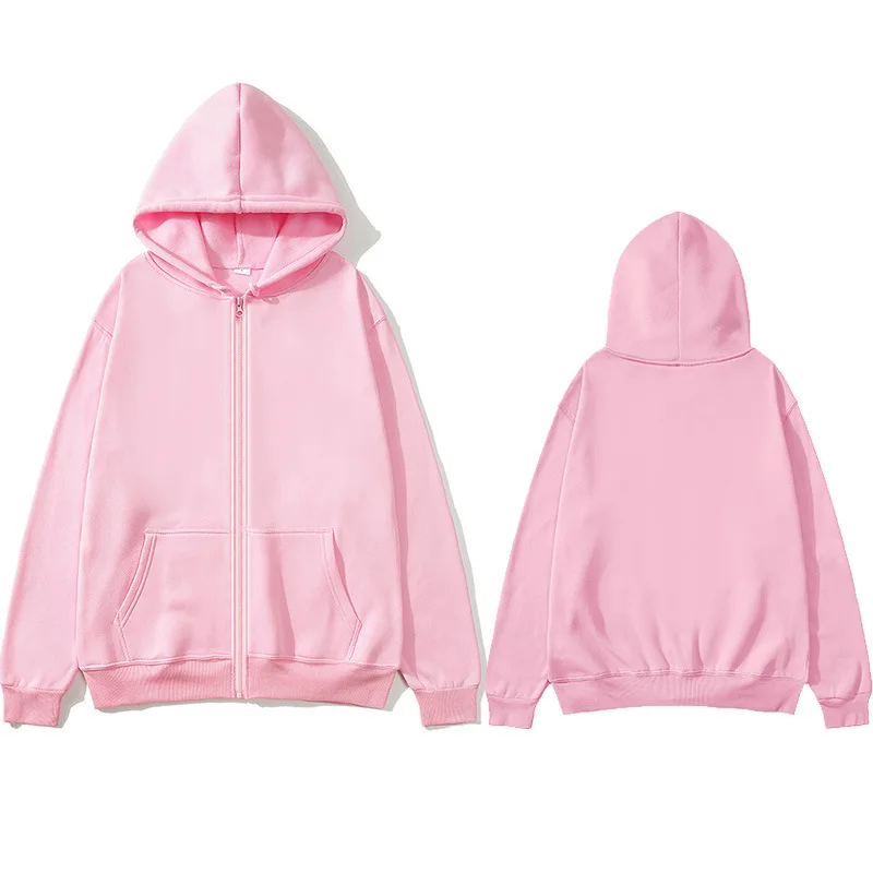 Bluza z kapturem streetwear damska na zamek Różowy
