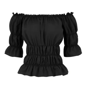 Bluzka boho z odsłoniętymi ramionami w stylu renesansowym Czarny