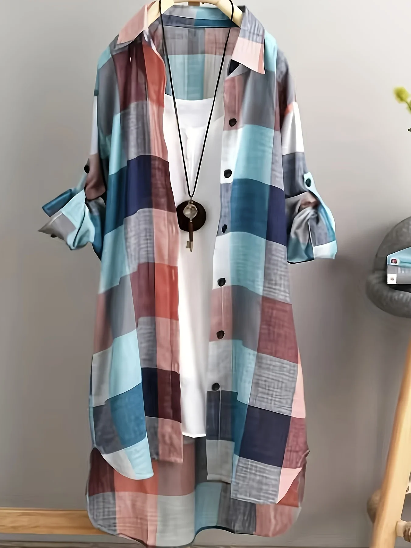 Bluzka damska w paski plus size w stylu koreańskim Naturalny